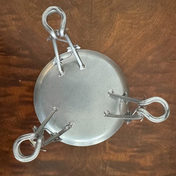 Set of 2 Round Metal 4" Tall Footed Silver Pillar Candle Holder w/ Leaf Accent - Picture 5 of 5